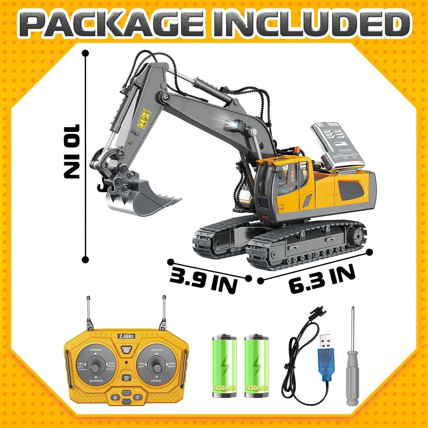 11 Channel 1:20 RC Excavator Toys