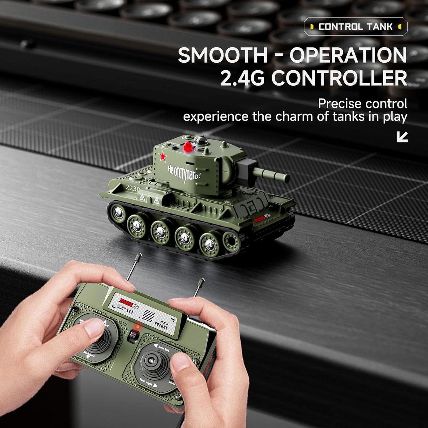 Mini RC Tank with 330° Rotating Turret and Sound & Lighting