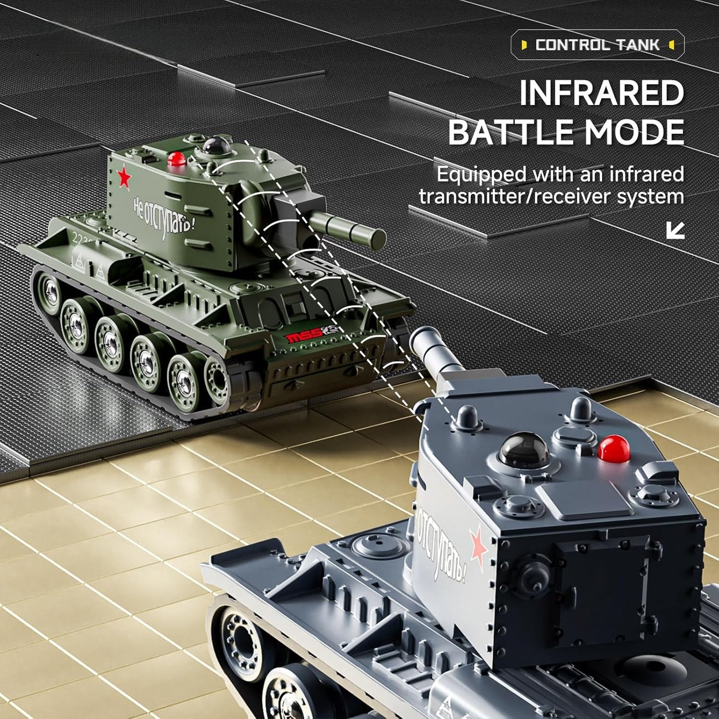 Mini RC Tank with 330° Rotating Turret and Sound & Lighting
