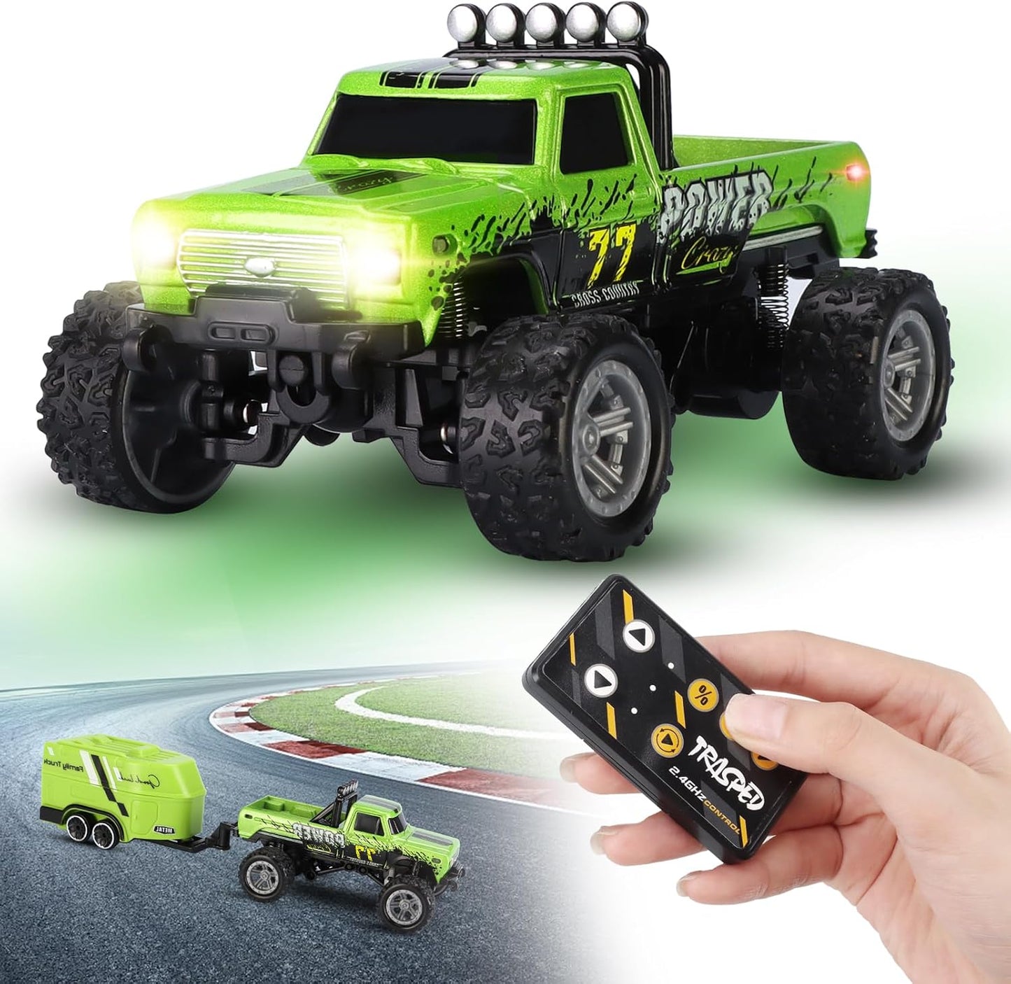 2.4Ghz Mini Remote Control Monster Truck with Trailer & Lights