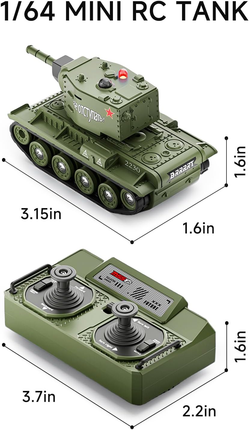 Mini RC Tank with 330° Rotating Turret and Sound & Lighting