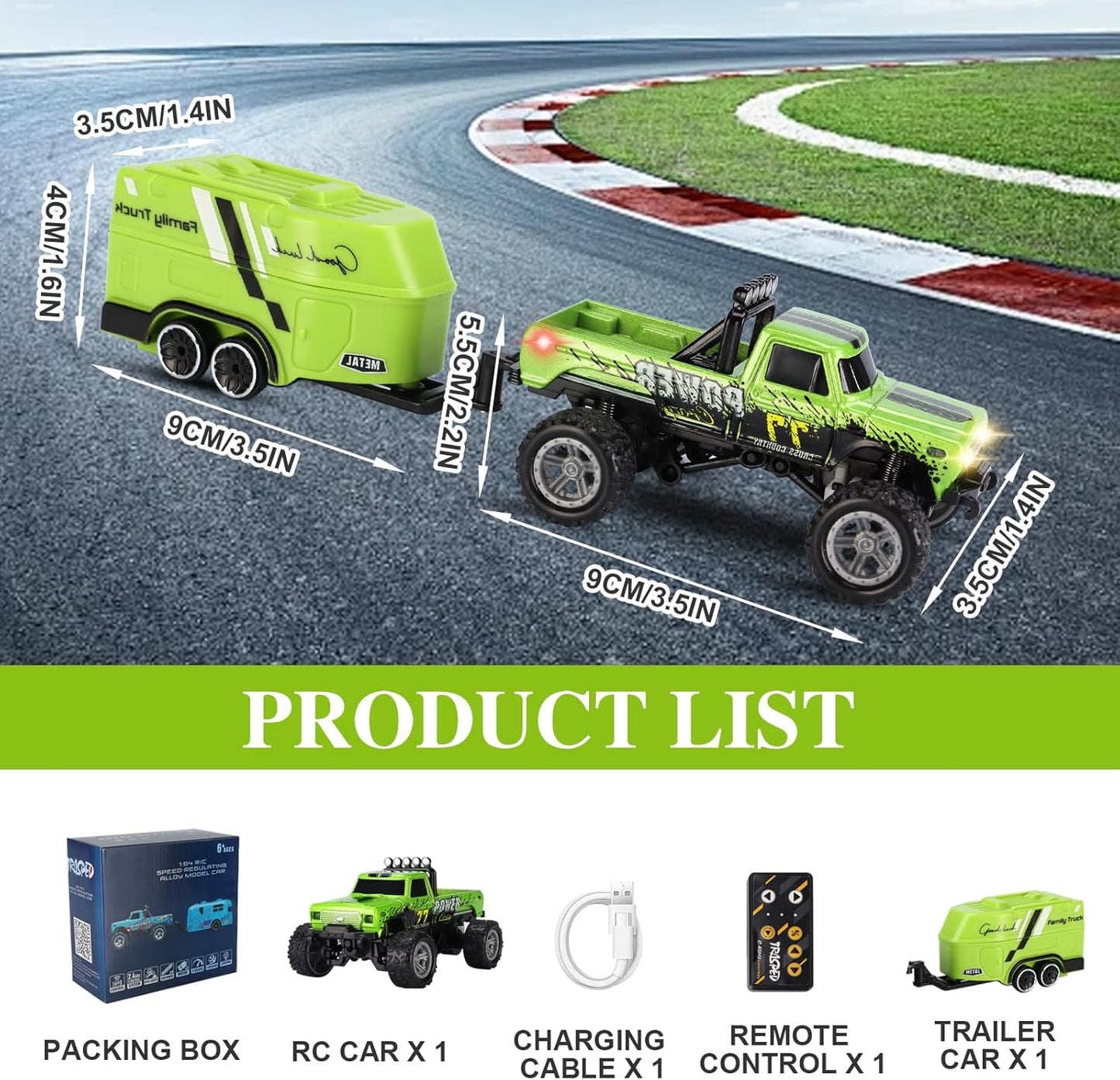 2.4Ghz Mini Remote Control Monster Truck with Trailer & Lights