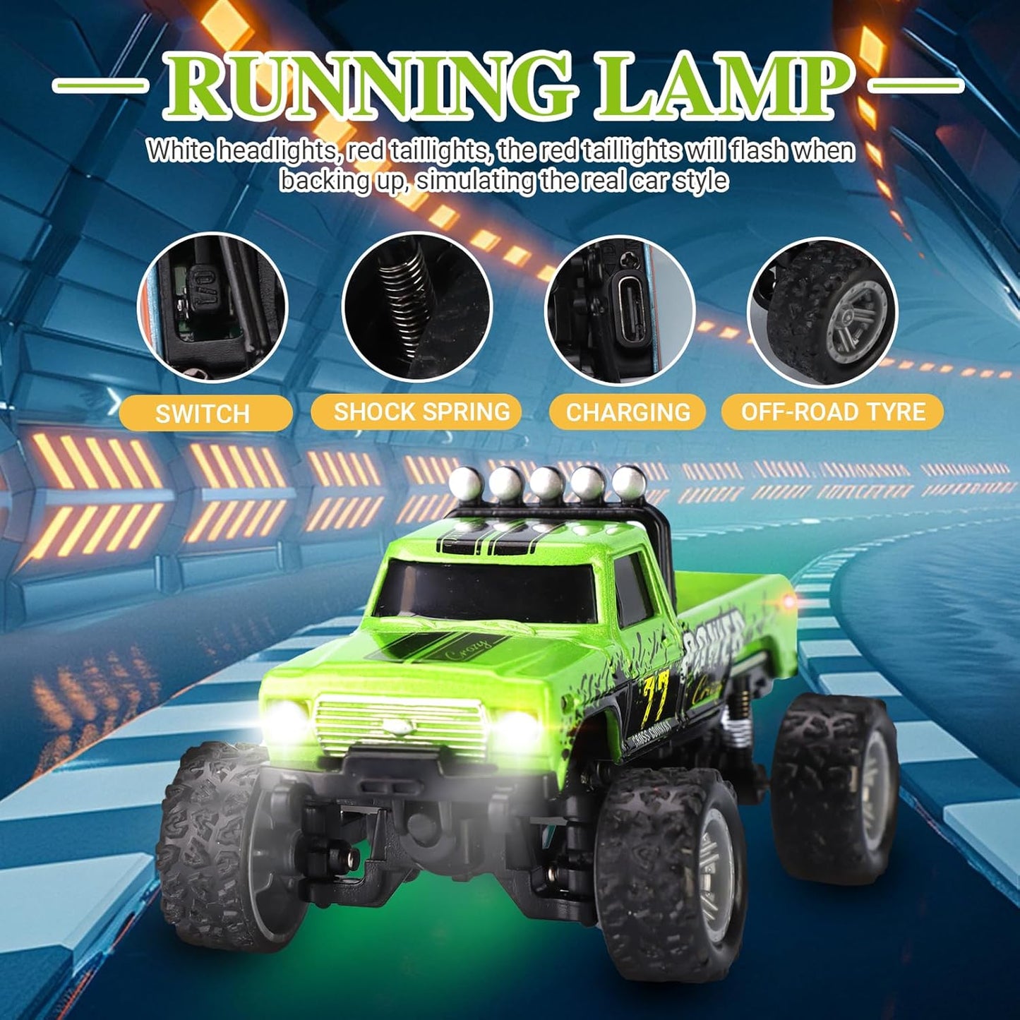 2.4Ghz Mini Remote Control Monster Truck with Trailer & Lights