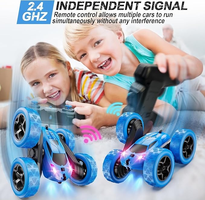 2.4GHz RC Stunt Cars Toys for Kids Blue