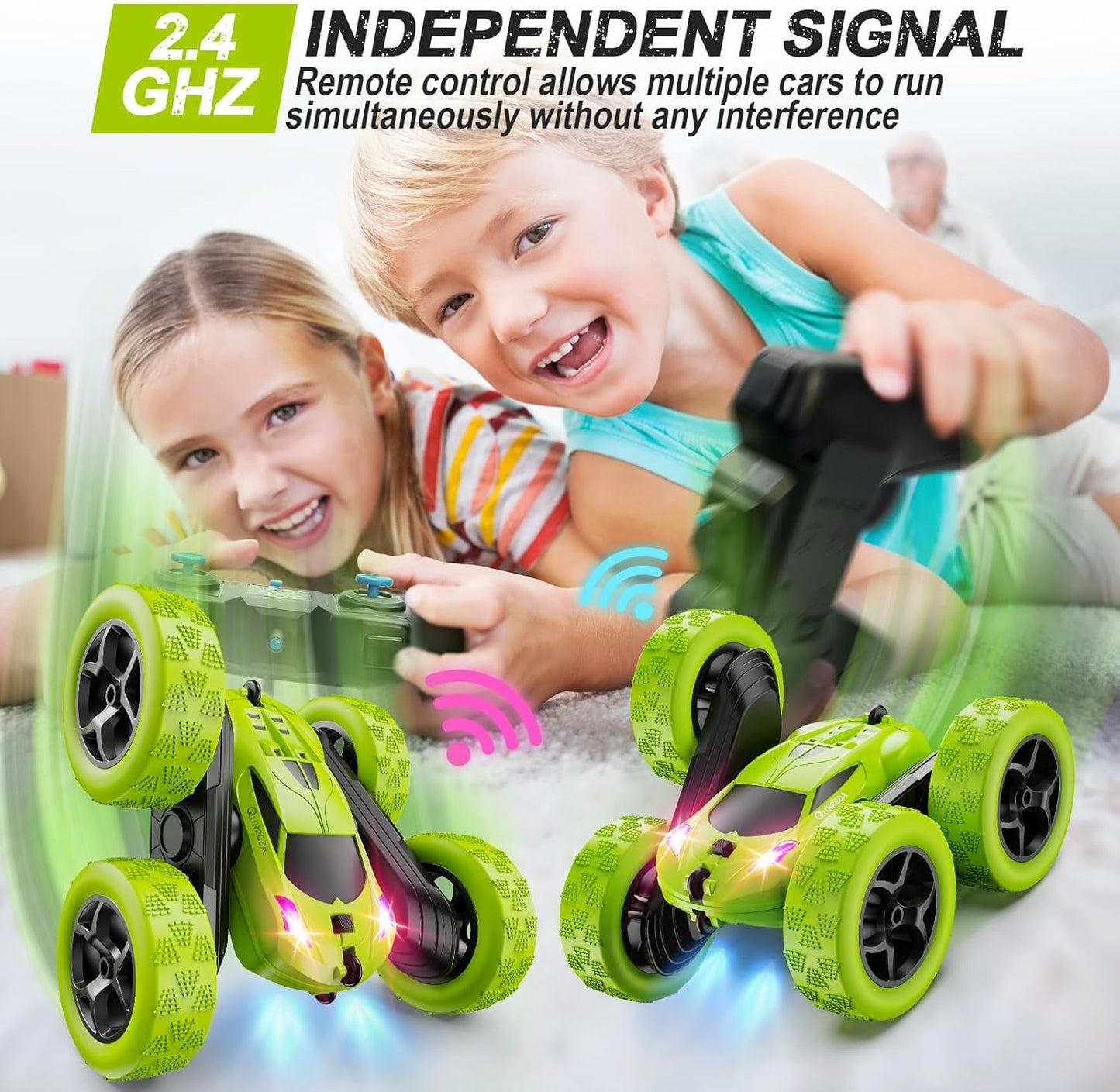 2.4GHz RC Stunt Cars Toys for Kids Green