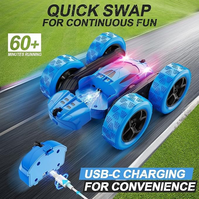 2.4GHz RC Stunt Cars Toys for Kids Blue