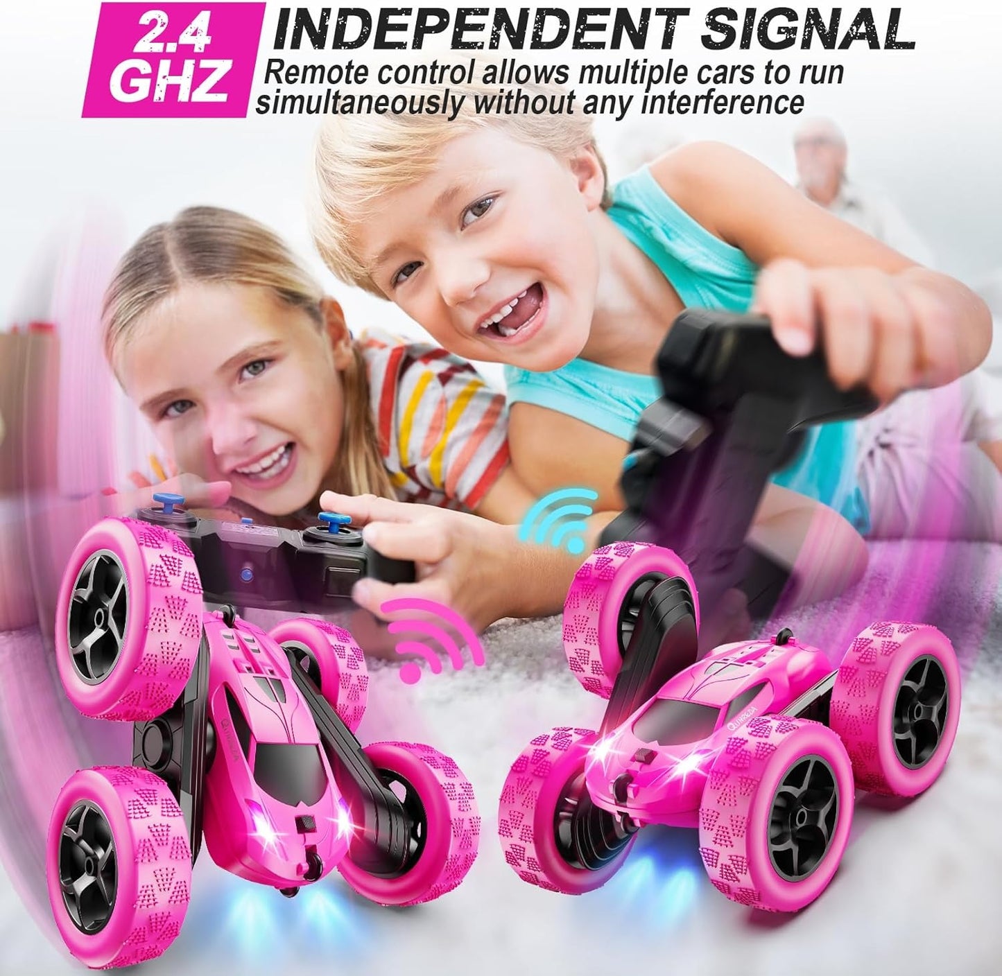2.4GHz RC Stunt Cars Toys for Kids Rose