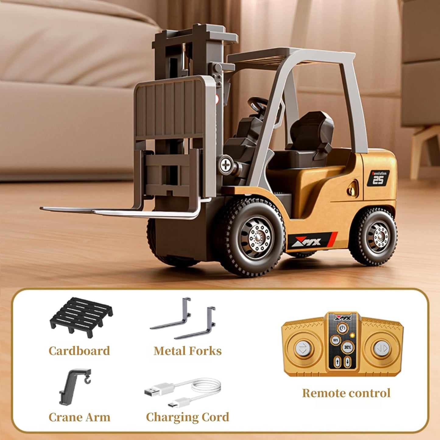 7 Channel 2 Mode Mini Remote Control Forklift Truck with Rechargeable Battery